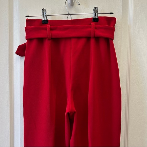 Topshop High Waisted Ayla Red Trouser Pants Ankle Cropped Size 4 - Picture 7 of 14